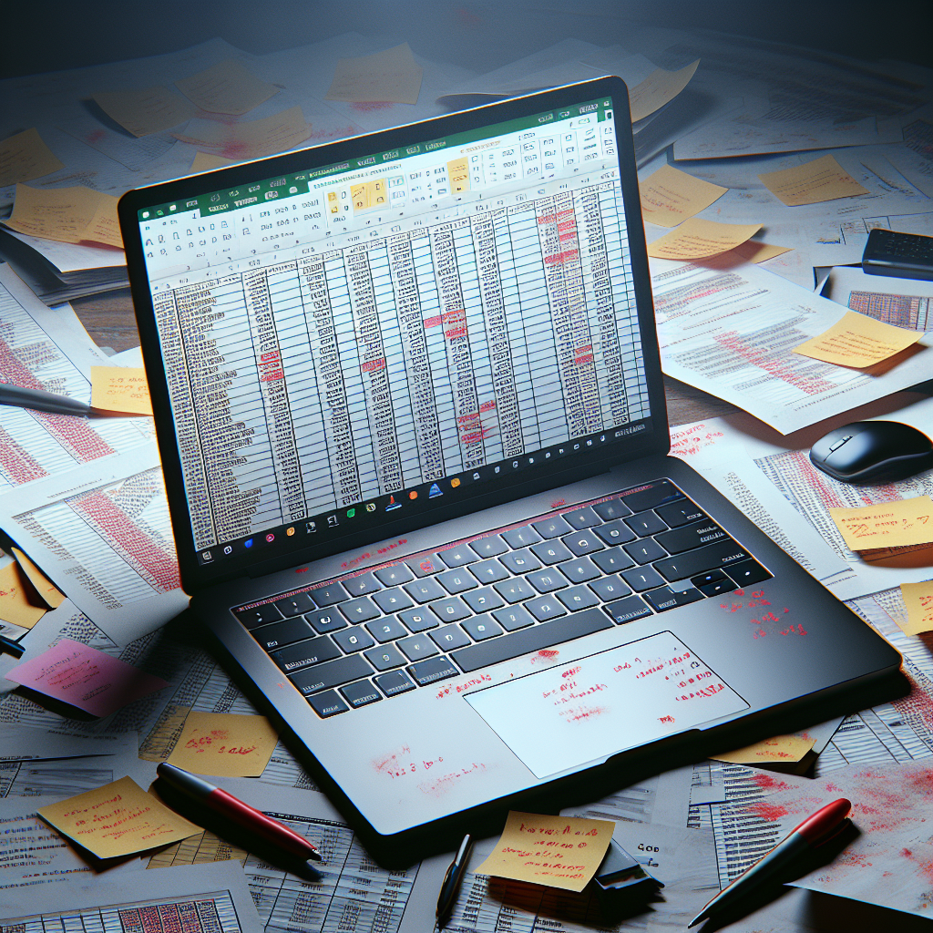 Cluttered workspace with error-prone spreadsheets and manual sales tracking documents